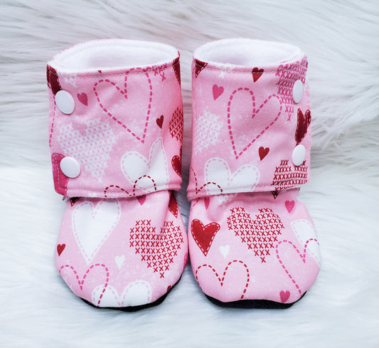 9-12 Month Bootie Heart Stitches (Toughtek Sole)